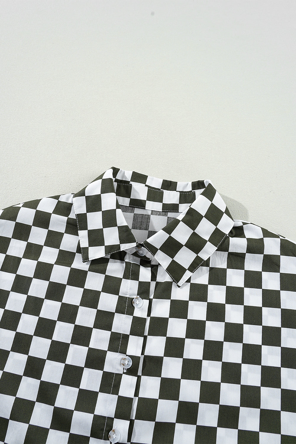 Checkered Collared Neck Long Sleeve Shirt