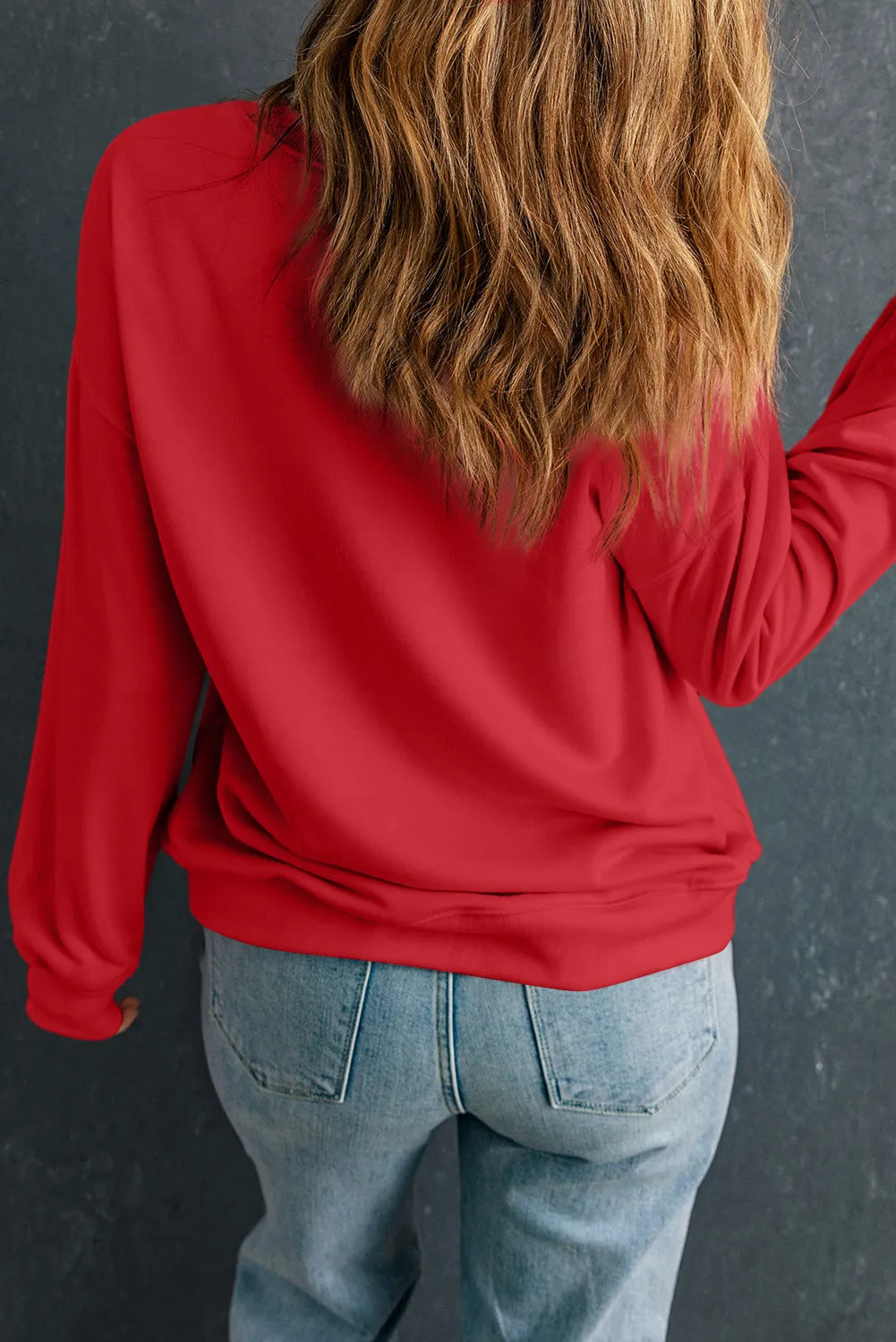 Letter Graphic Round Neck Long Sleeve Sweatshirt