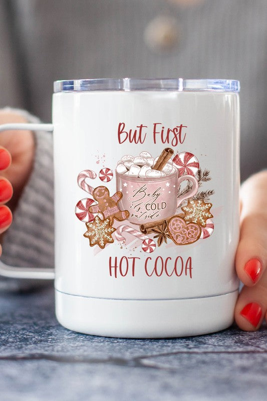 But First Hot Cocoa Christmas Travel Mug Cup