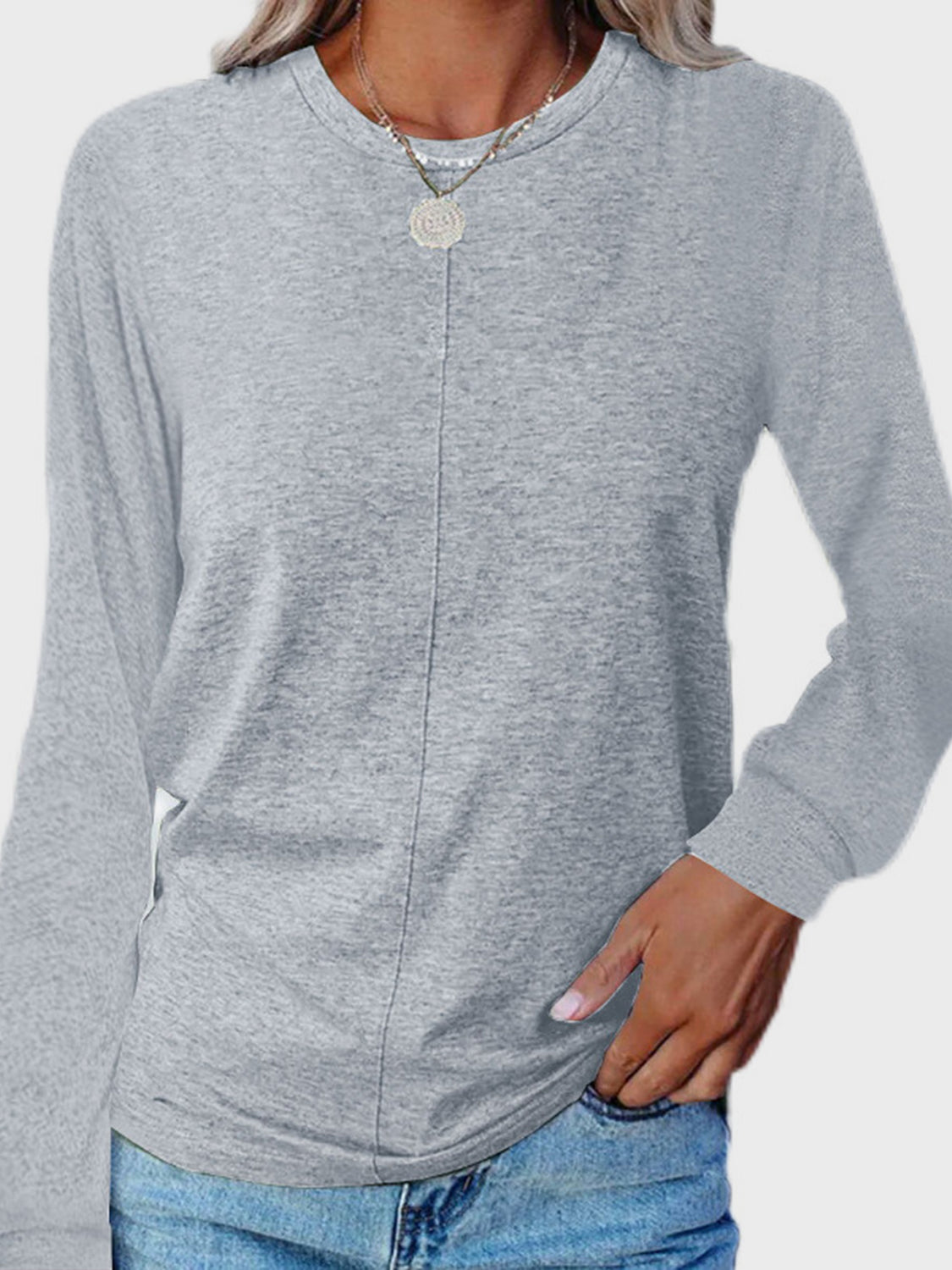 Full Size Round Neck Long Sleeve T-Shirt