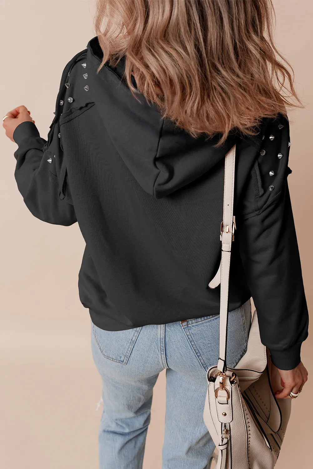 Rivet Drawstring Long Sleeve Hoodie